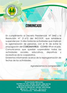 Comunicado sobre COVID19