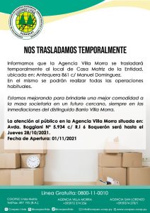 TRASLADO TEMPORAL AG. VILLA MORRA