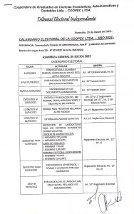 Calendario Electoral de la COOPEC LTDA – AÑO 2022