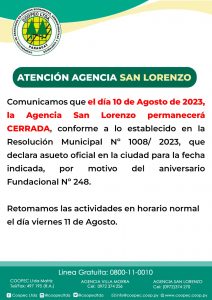Atención Agencia San Lorenzo