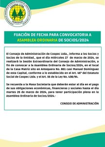 FIJACIÓN DE FECHA: «ASAMBLEA 2024»