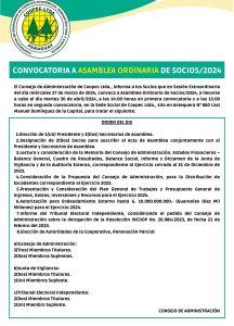 CONVOCATORIA A: «ASAMBLEA ORDINARIA 2024»