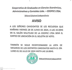 AVISO IMPORTANTE DEL T.E.I.