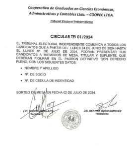CIRCULAR TEI Nº 01/2024