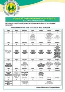 CALENDARIO ELECTORAL ASAMBLEA EXTRAORDINARIA 2024
