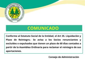 IMPORTANTE: REINTEGRO DE APORTES