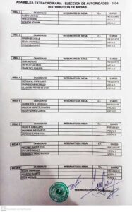 T.E.I./ELECCION DE AUTORIDADES 2024 – DISTRIBUCIÓN DE MESAS
