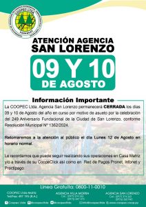 AVISO: DIAS DE ASUETO EN SAN LORENZO