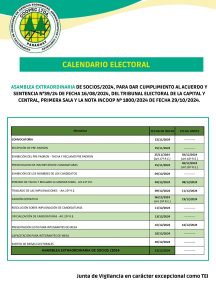 Calendario Electoral de la Asamblea Extraordinaria de Socios 2024