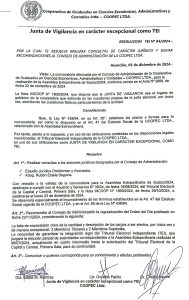 Resoluciones de la Junta de Vigilancia en carácter excepcional como TEI